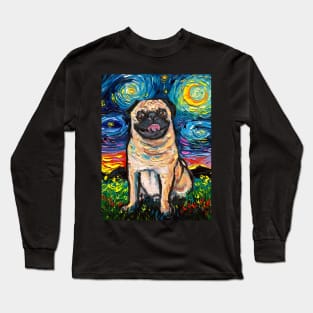 Happy Fawn Pug Starry Night Long Sleeve T-Shirt